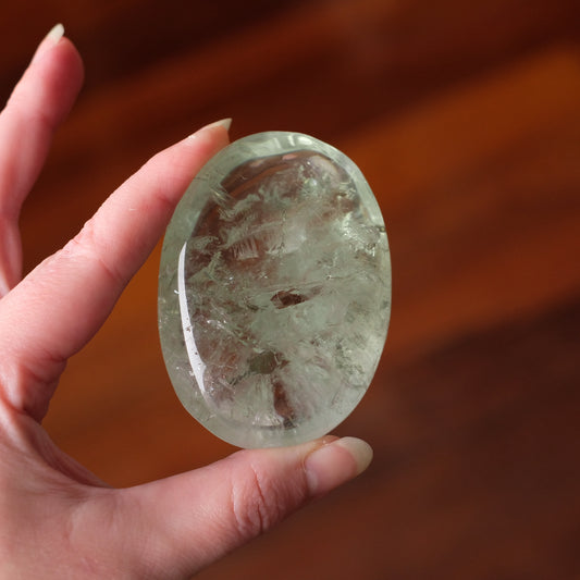 XL Prasiolite Palm | Green Amethyst Crystal Palmstone