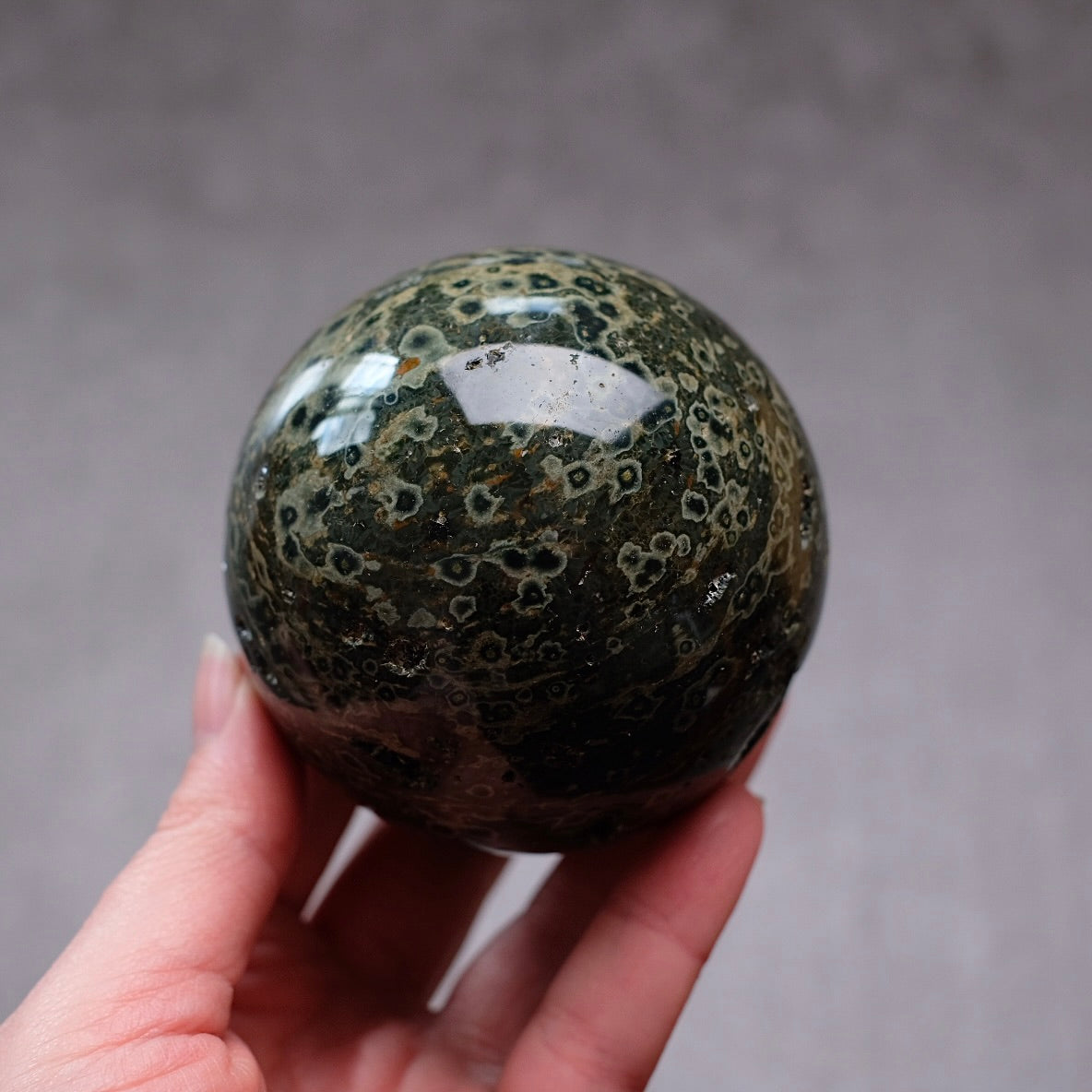 Druzy Ocean Jasper Sphere | Green Ocean Jasper Crystal Sphere
