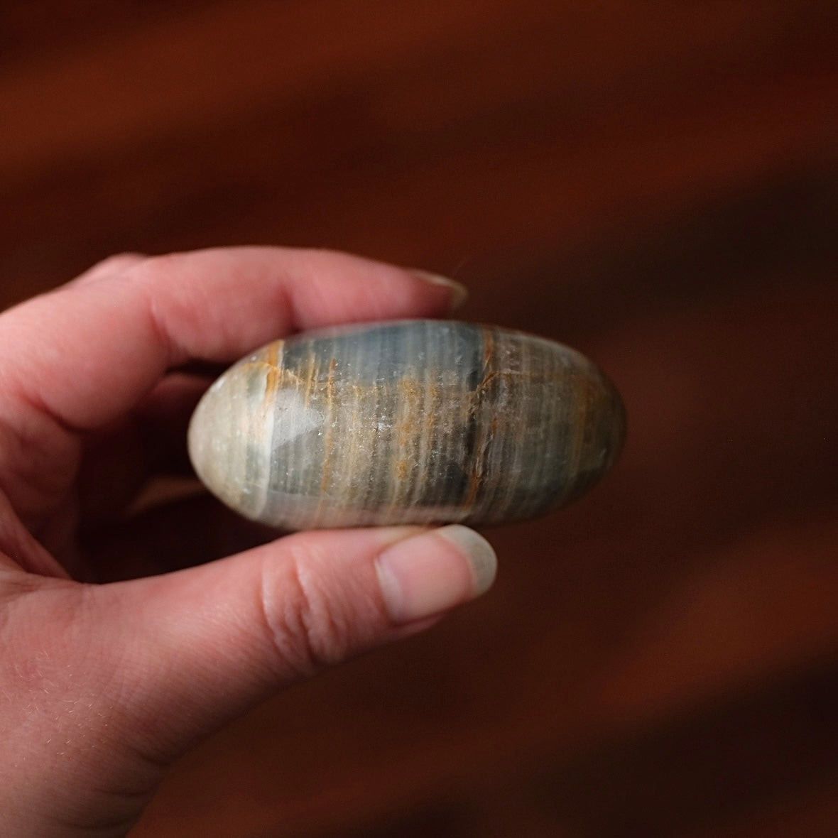 Lemurian Aquatine Calcite Palm | Argentinian Calcite | Blue Onyx
