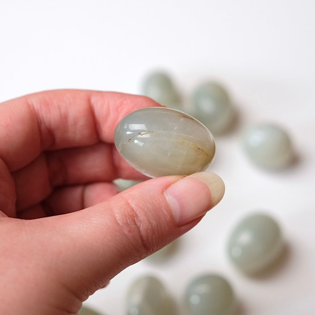 Sage Moonstone Tumbles | Silky Green Moonstone Tumbled Crystal