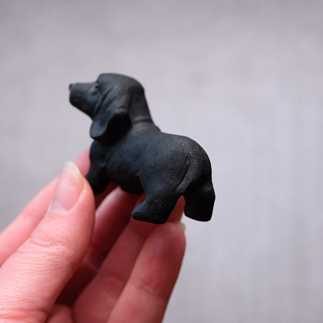 Black Obsidian Dachshund Carving | Crystal Dog
