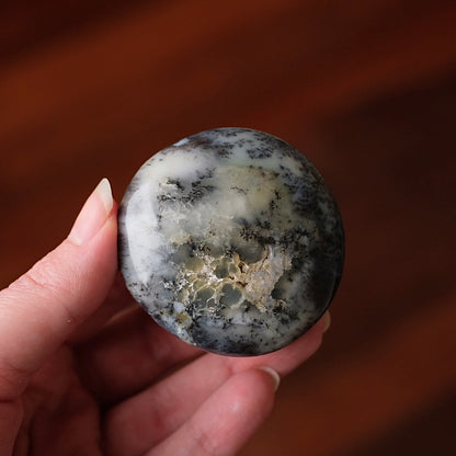 Merlinite Palm Stone | Dendritic Opal Palmstone