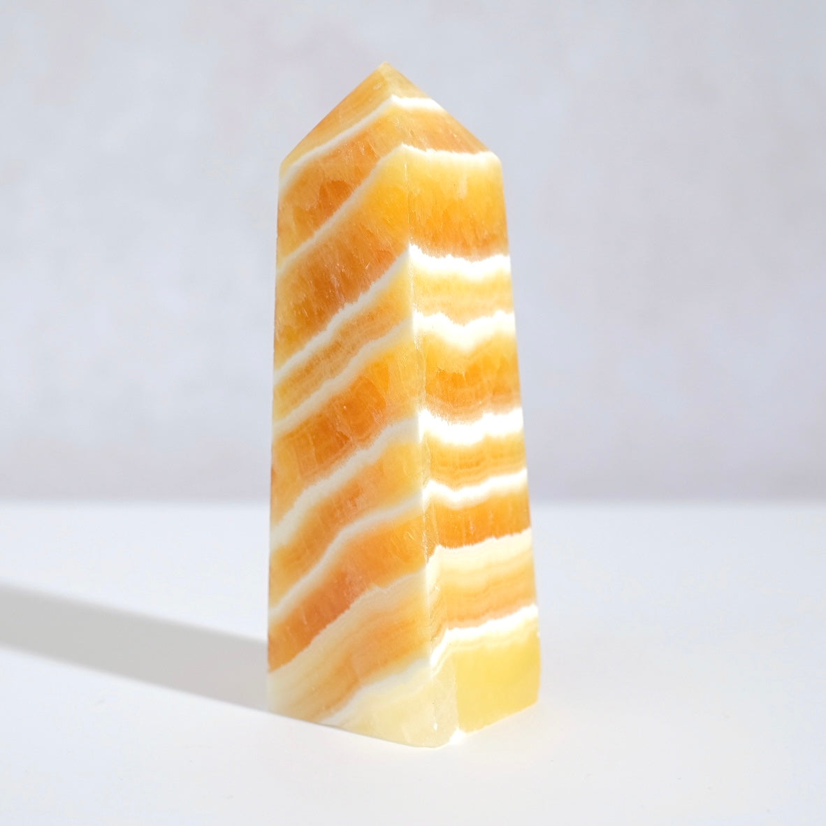 Bright Yellow Calcite Tower | Orange Calcite Crystal Obelisk