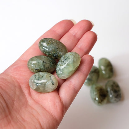 Prehnite Tumbles | Green Prehnite & Epidote Tumbled Crystal