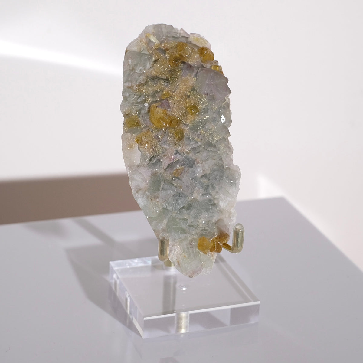 Fluorite & Baryte Crystal | Golden Baryte on Fluorite Specimen