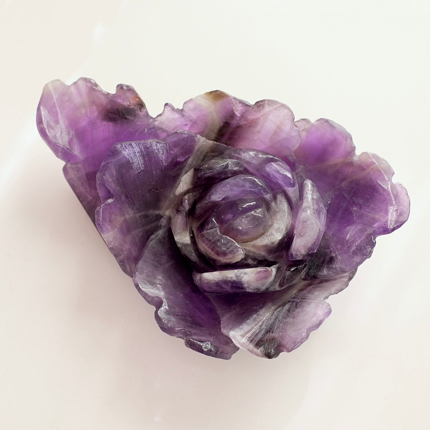 Amethyst Flower | Chevron Amethyst Crystal Rose Carving