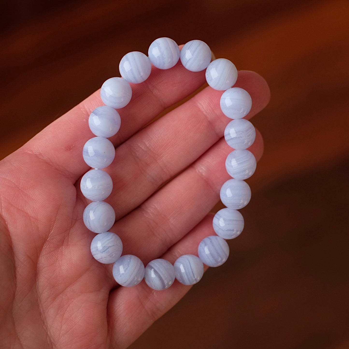 Blue Lace Agate Bracelet | Agate Crystal Stretch Bracelet