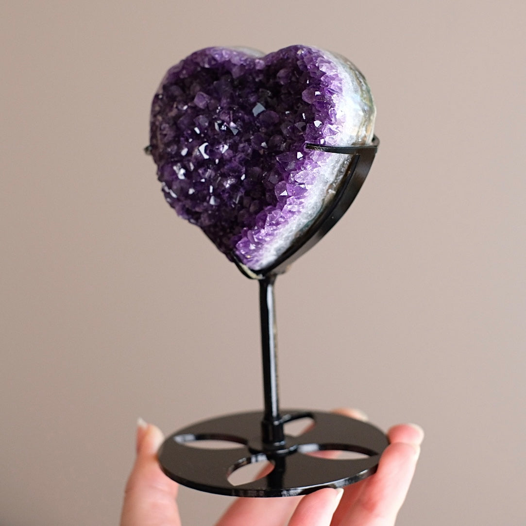 Amethyst Heart Cluster + Stand | Amethyst Crystal Geode Heart