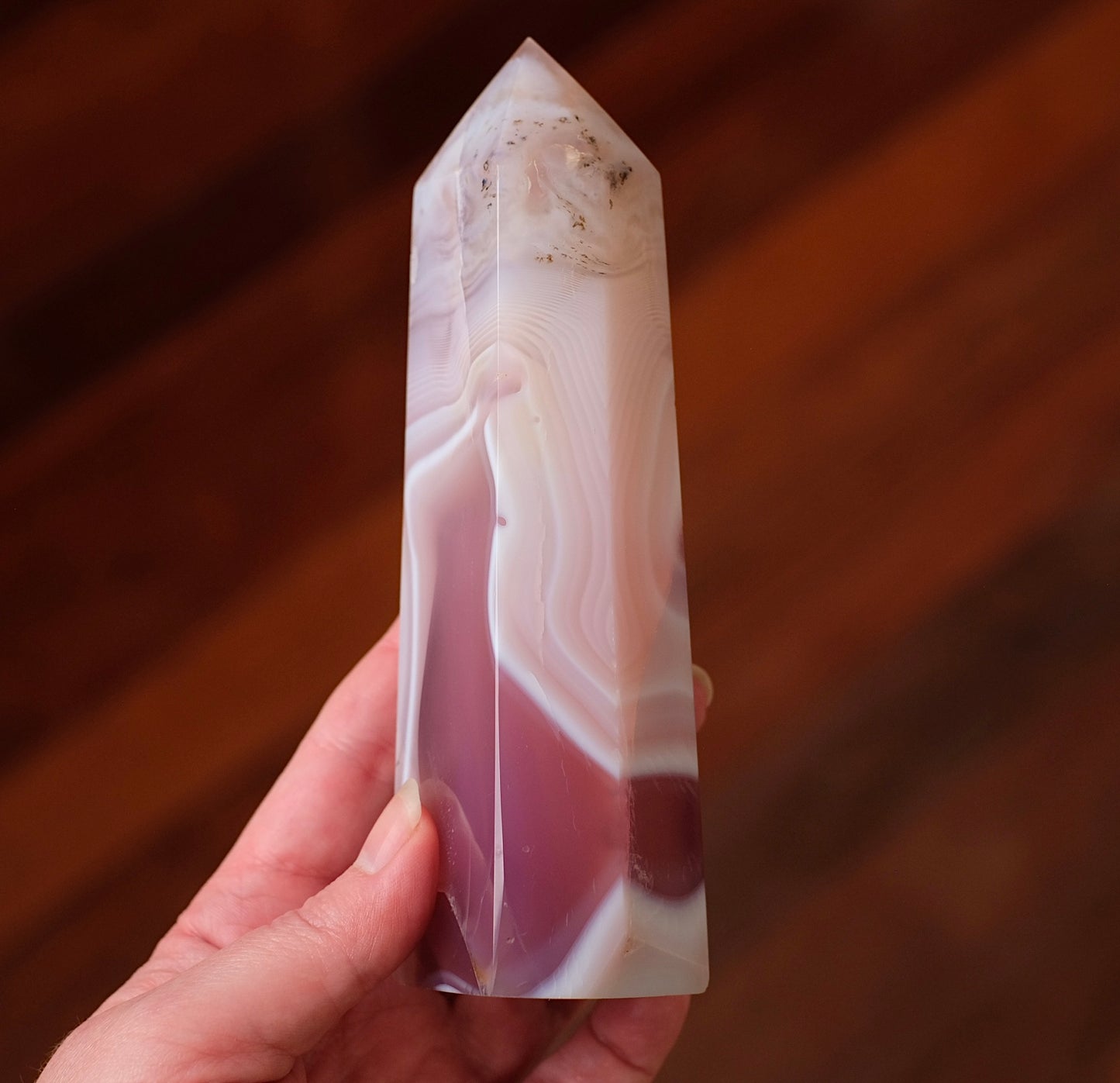 Pink Jelly Agate Point | Pink Agate Crystal Tower