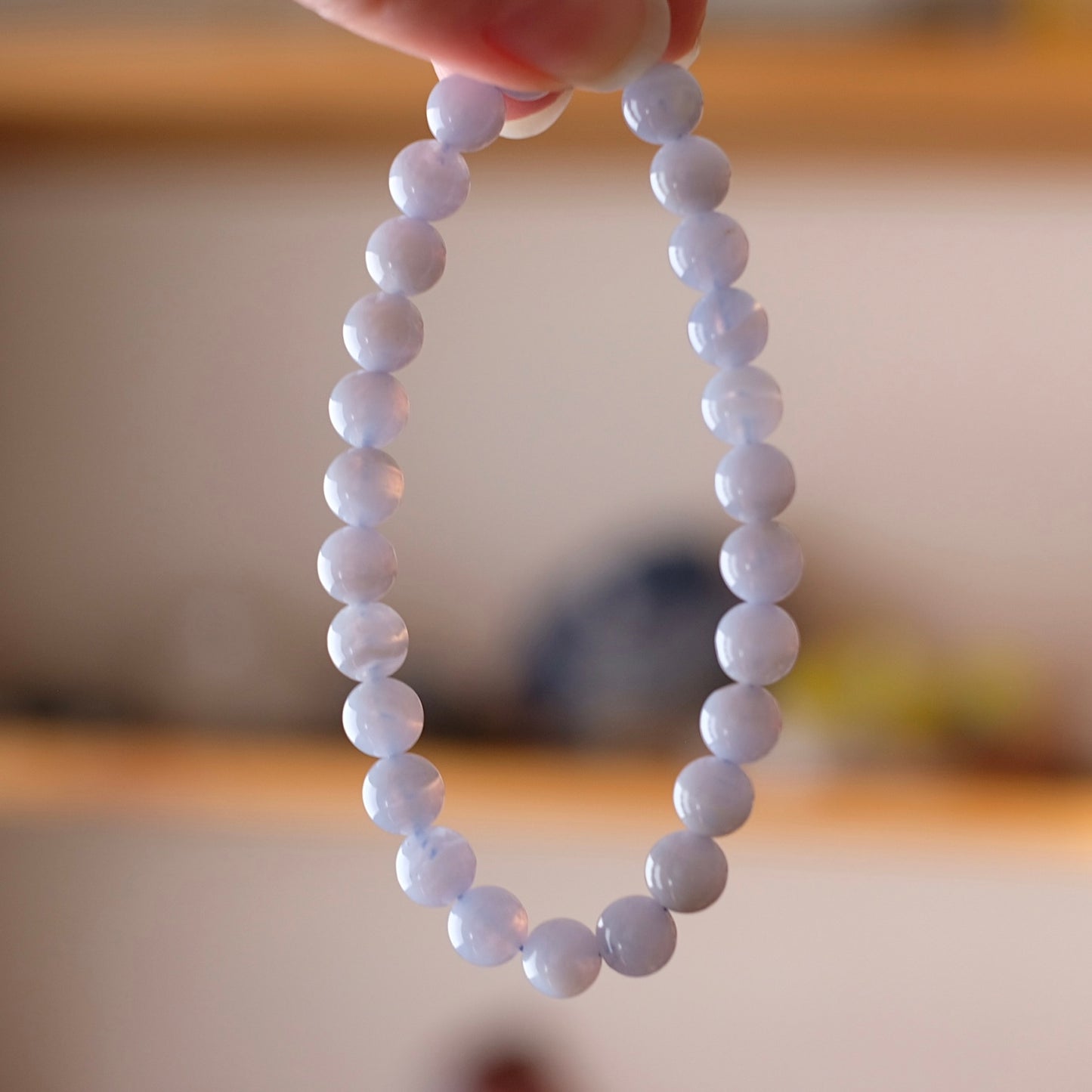 Blue Lace Agate Bracelet | Agate Crystal Stretch Bracelet