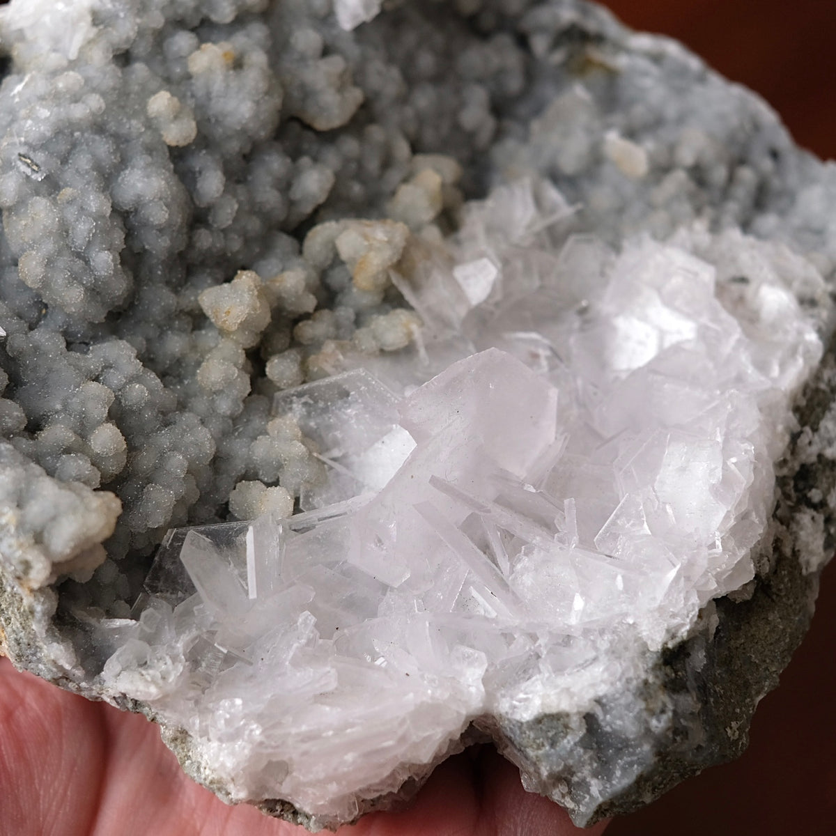Tabular Calcite & Druzy Chalcedony Cluster | Calcite Crystal Specimen
