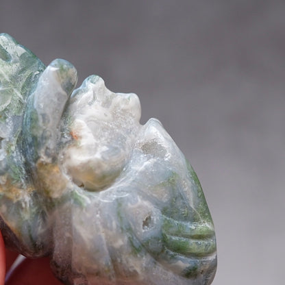 Moss Agate Anatomical Heart Carving | Human Crystal Heart