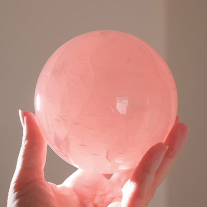 Large Star Rose Quartz Sphere | Pink Rose Quartz Crystal Sphere