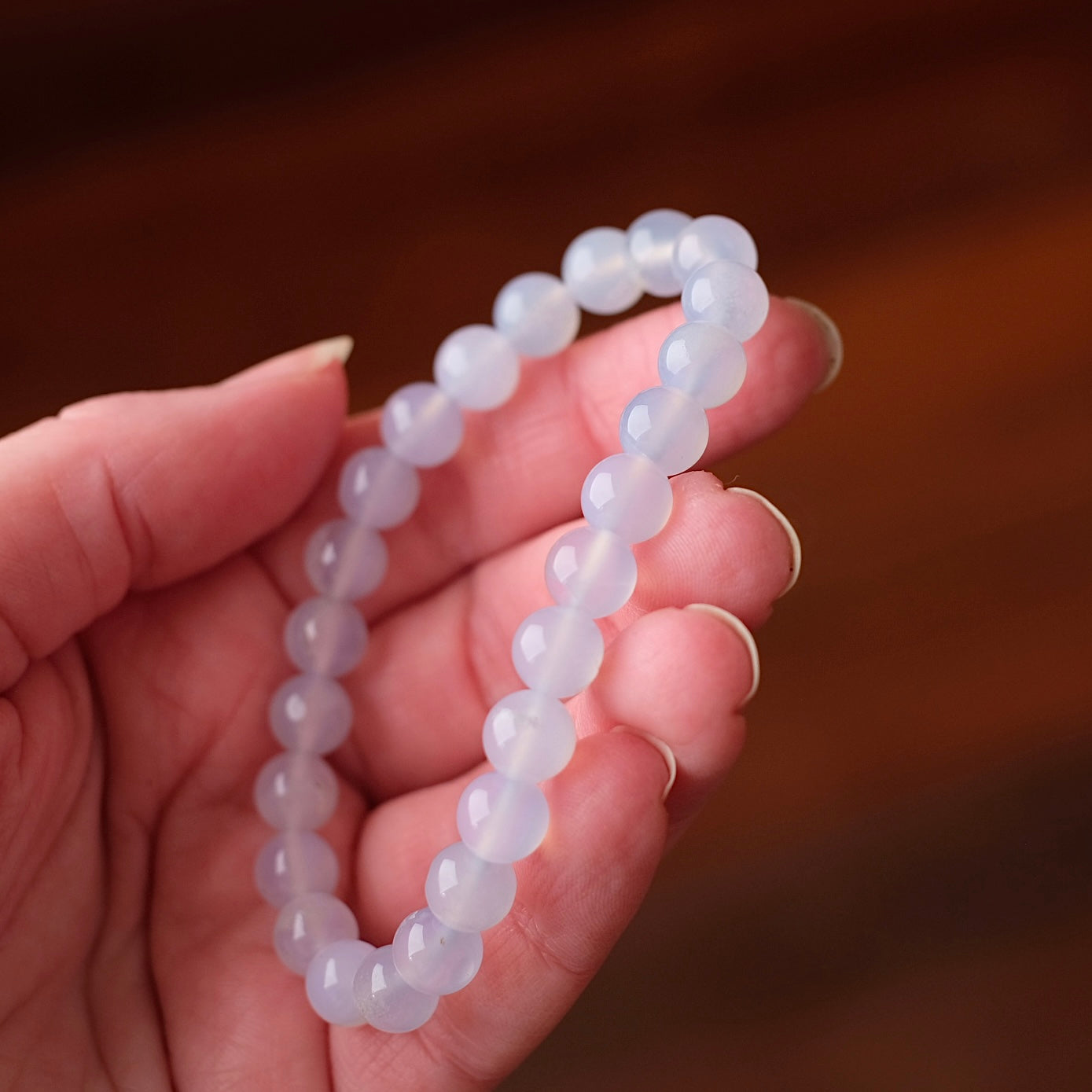 Blue Chalcedony Bracelet | Chalcedony Crystal Stretch Bracelet