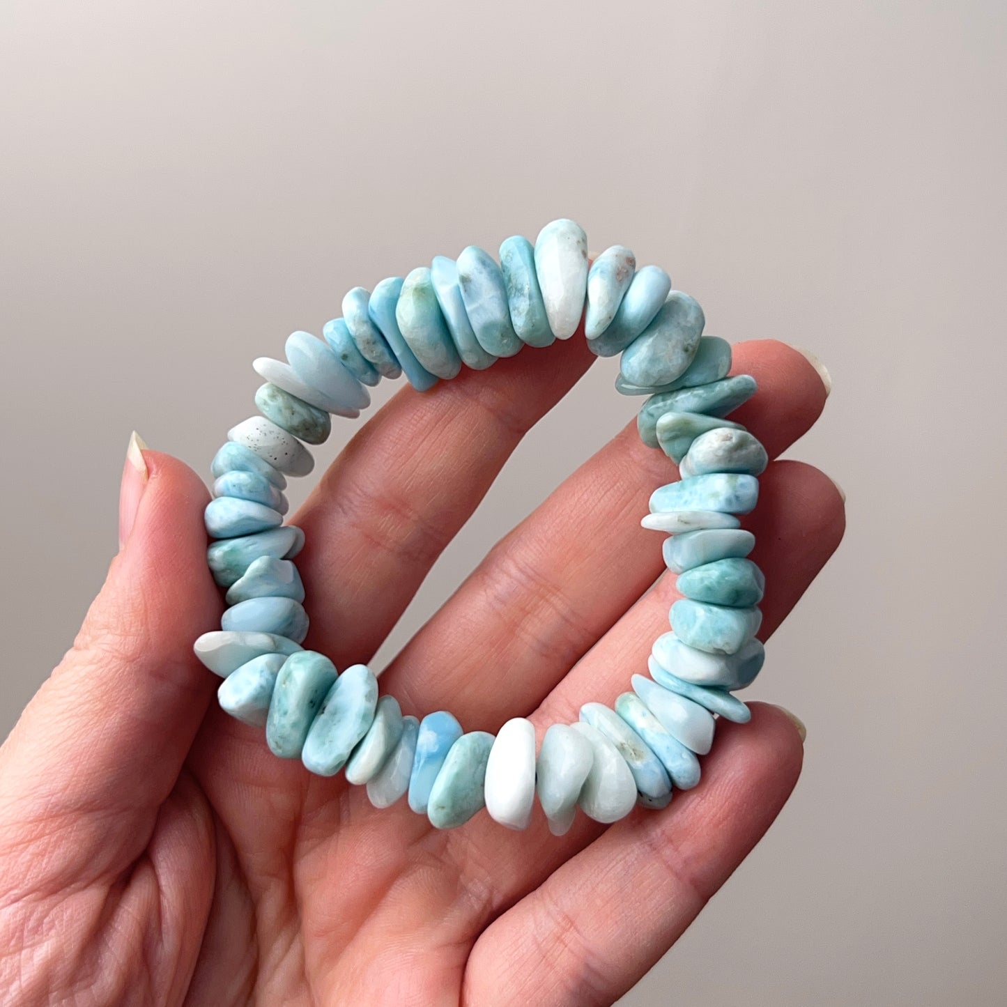 Chunky Larimar Bracelet | Crystal Stretch Bracelet
