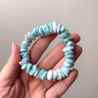 Chunky Larimar Bracelet | Crystal Stretch Bracelet