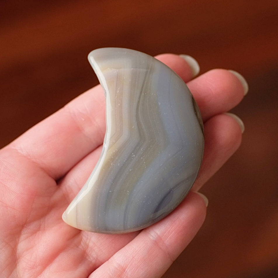 Agate Moon | Carved Crystal Moon | Crystal Carving