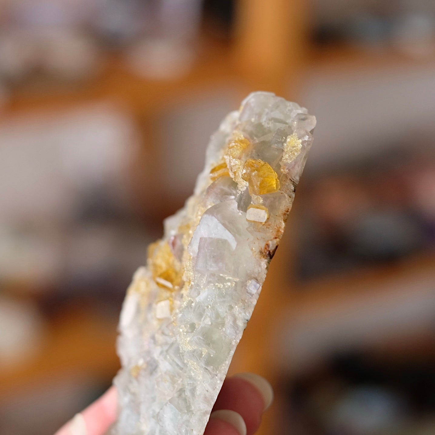 Fluorite & Baryte Crystal | Golden Baryte on Fluorite Specimen