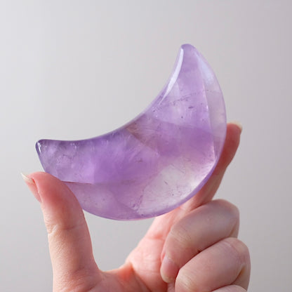 Amethyst Moon & Stand | Carved Crystal Moon Display Set