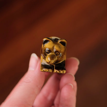 Tiger Eye Bear Carving | Crystal Animal Carving