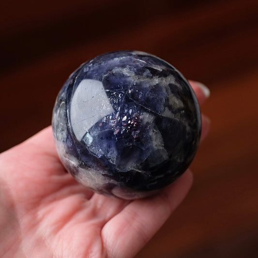Blood Iolite Sphere | Sunstone Iolite Crystal Sphere