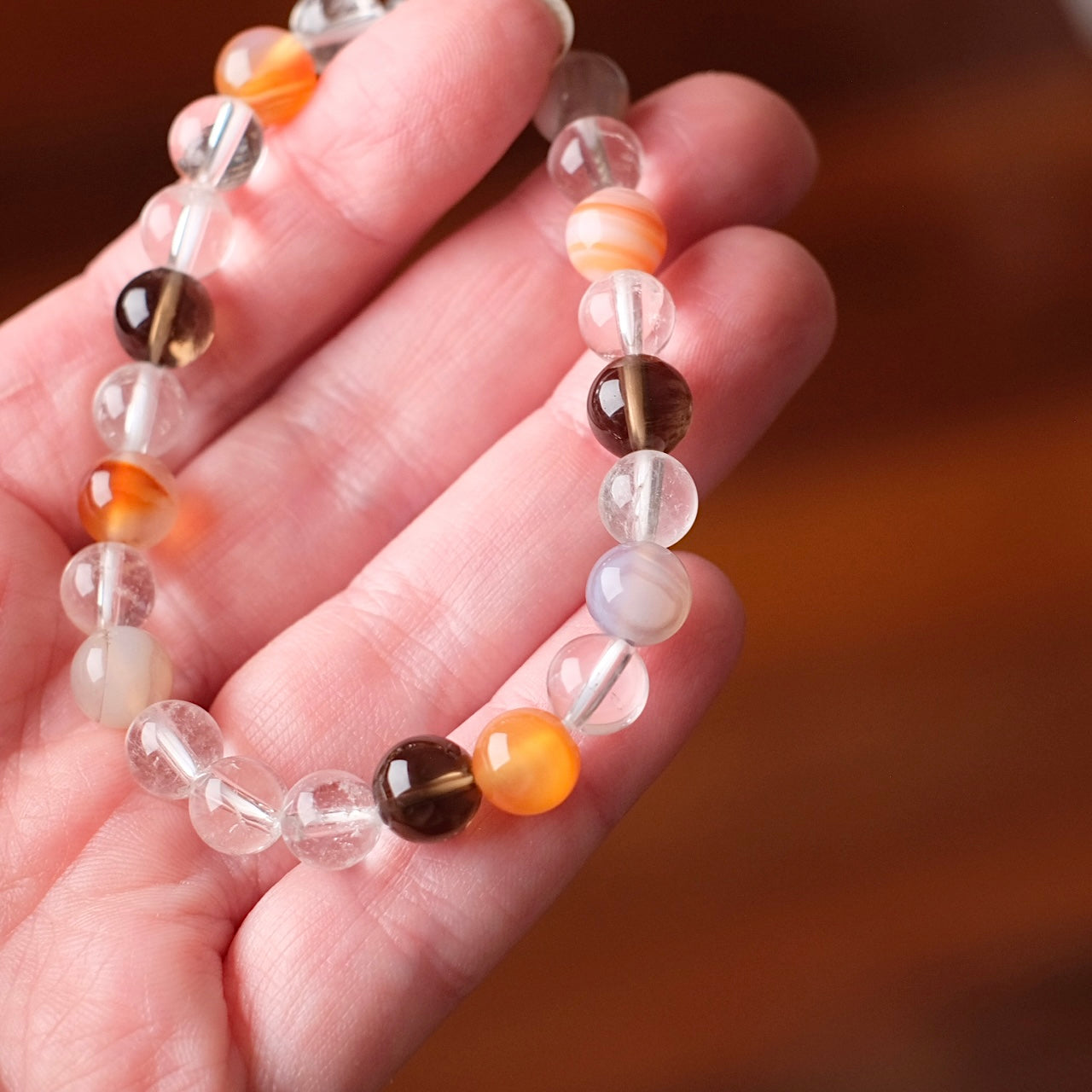 Carnelian, Quartz & Agate Crystal Bracelet | OOAK Crystal Bracelet