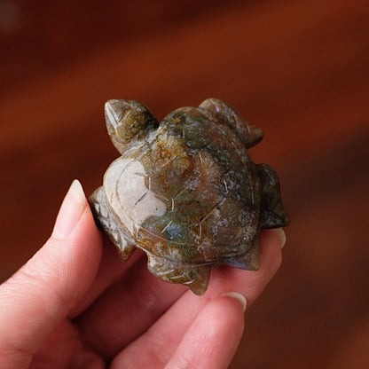 Moss Agate Turtle Carving | Crystal Animal | Crystal Turtle