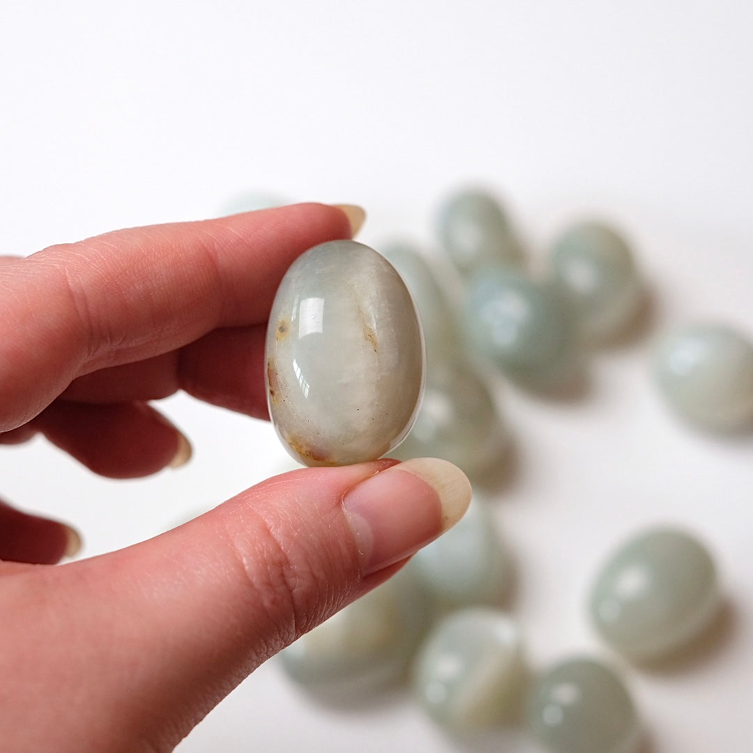 Sage Moonstone Tumbles | Silky Green Moonstone Tumbled Crystal