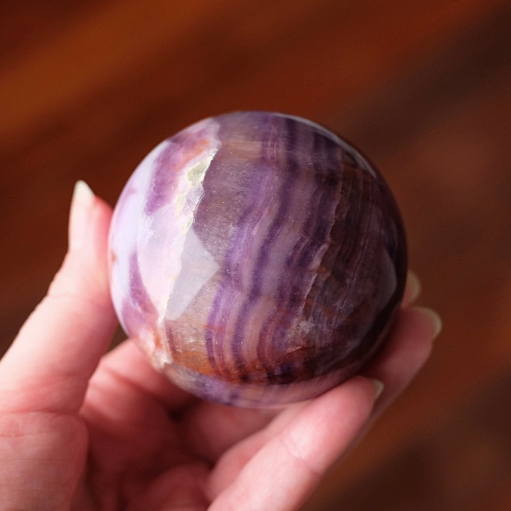 Silky Fluorite Sphere | Banded Fluorite Crystal Sphere