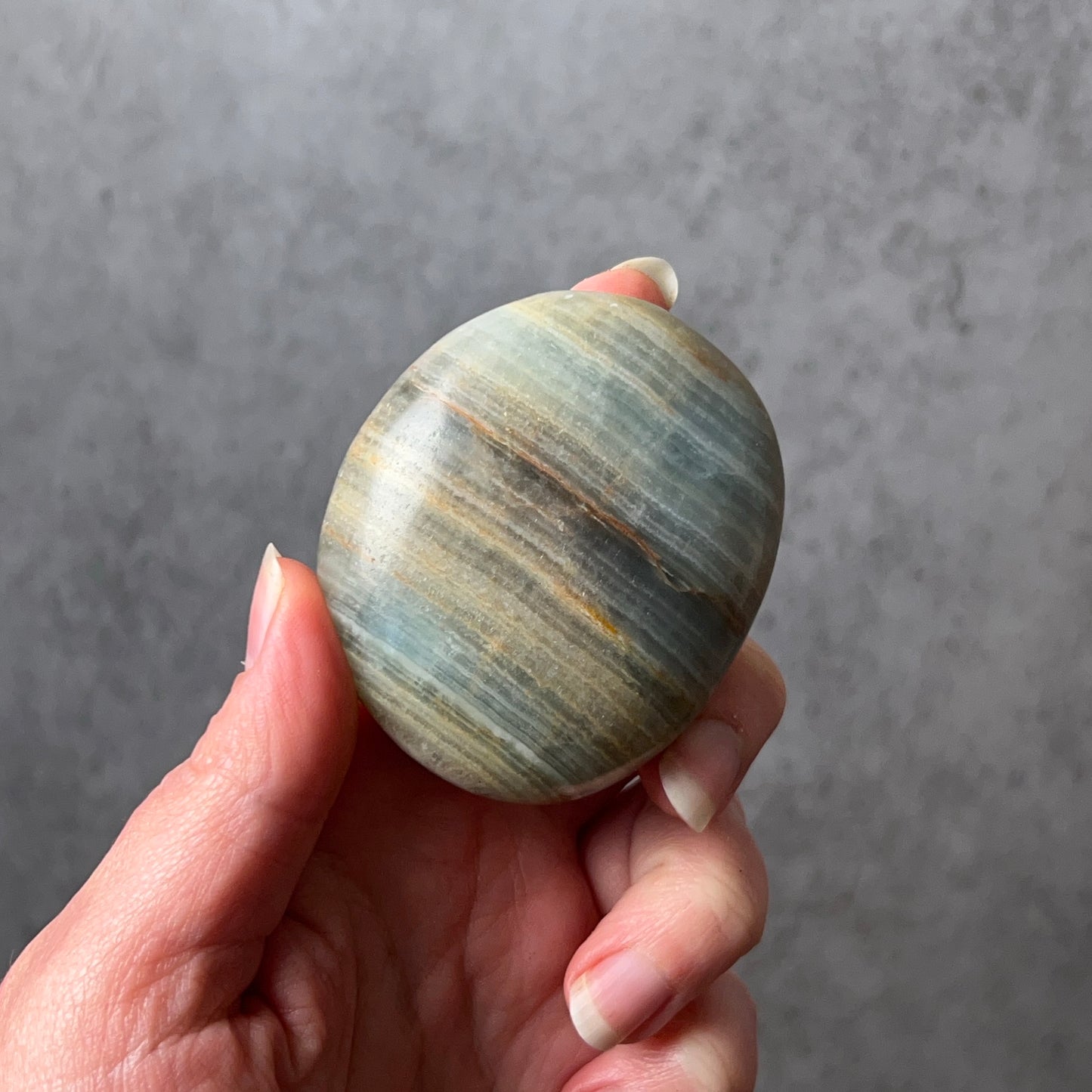 Lemurian Aquatine Calcite Palm | Argentinian Calcite | Blue Onyx