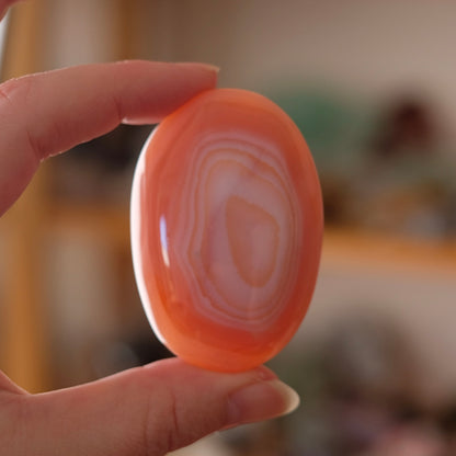 Pink Carnelian Palm | Carnelian Crystal Palm Stone
