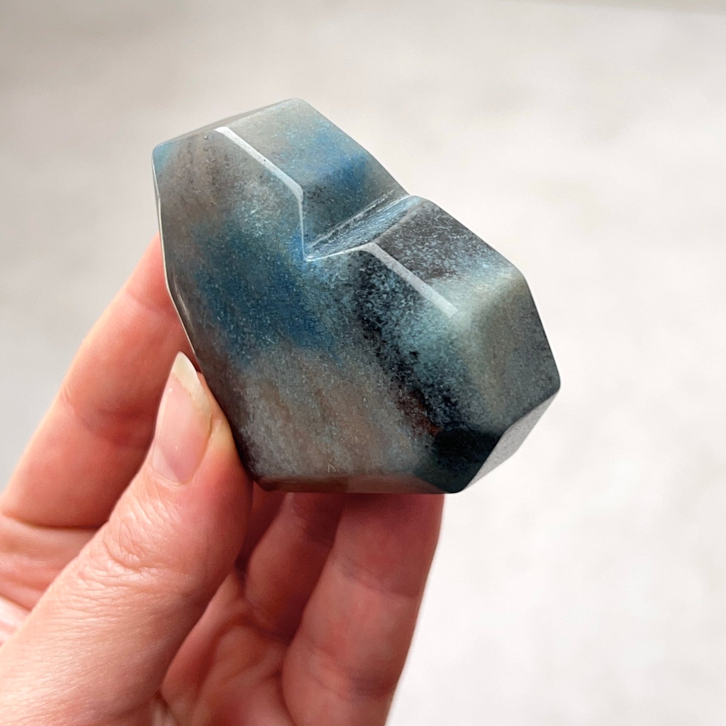 Trolleite Heart | Blue Trolleite Faceted Crystal Heart