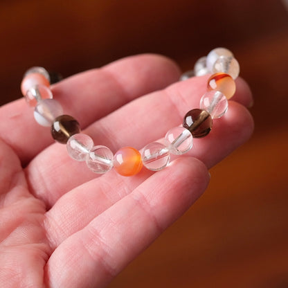 Carnelian, Quartz & Agate Crystal Bracelet | OOAK Crystal Bracelet