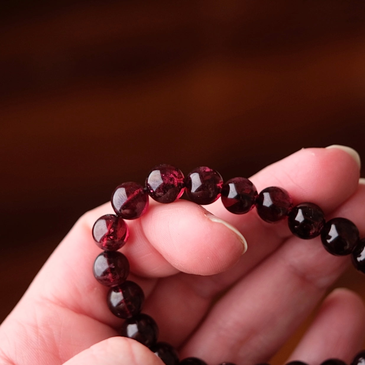 Rhodolite Garnet Bracelet | Red Garnet Crystal Stretch Bracelet