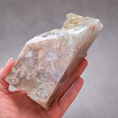 Green Quartz + Pink Amethyst Freeform | Prasiolite Flower Agate Crystal Display