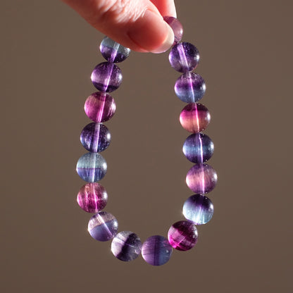 High Grade Rainbow Fluorite Bracelet | Crystal Stretch Bracelet