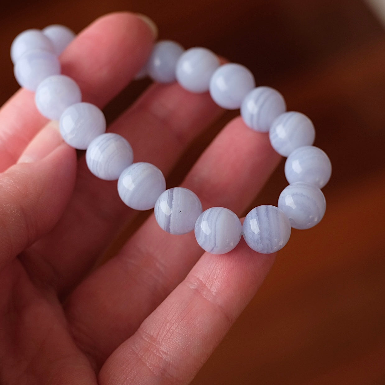 Blue Lace Agate Bracelet | Agate Crystal Stretch Bracelet