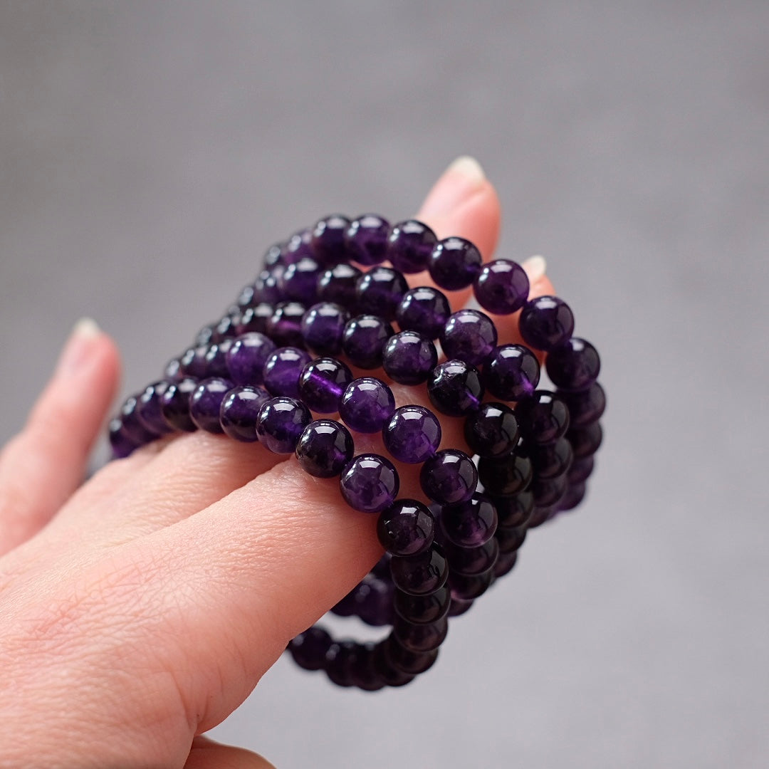 Amethyst Bracelet | Deep Purple Amethyst Crystal Stretch Bracelet