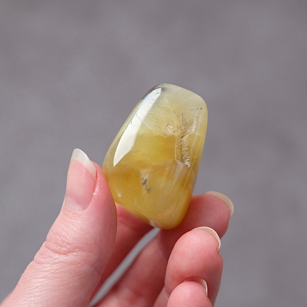 Australian Prehnite Pocket Stone | Yellow Prehnite Tumbled Crystal