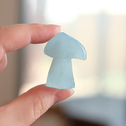 Aquamarine Mushroom | Crystal Mushroom Carving