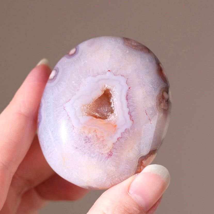 Flower Agate & Quartz Palm | Flower Agate Crystal Palm Stone