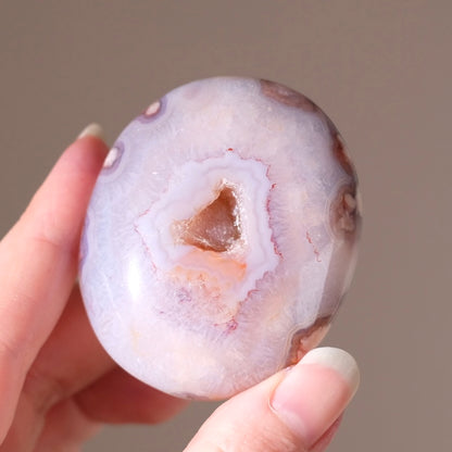 Flower Agate & Quartz Palm | Flower Agate Crystal Palm Stone