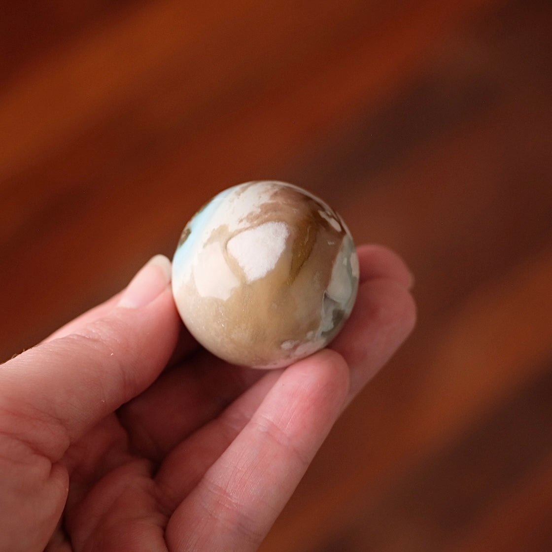 Blue Flower Agate Sphere | Green Flower Agate Crystal Sphere