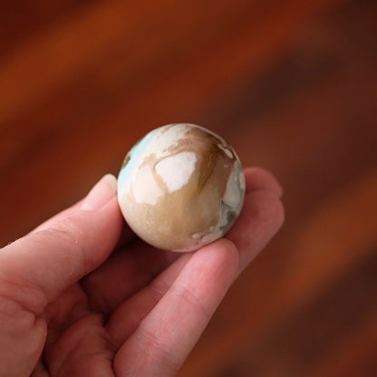 Blue Flower Agate Sphere | Green Flower Agate Crystal Sphere