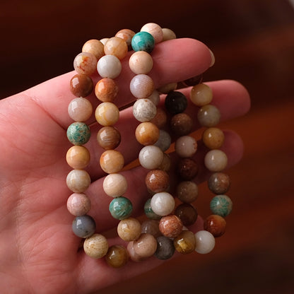 Colourful Fossilised Coral Bracelet | Coral Crystal Stretch Bracelet