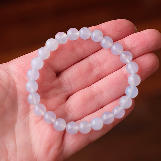 Blue Chalcedony Bracelet | Chalcedony Crystal Stretch Bracelet