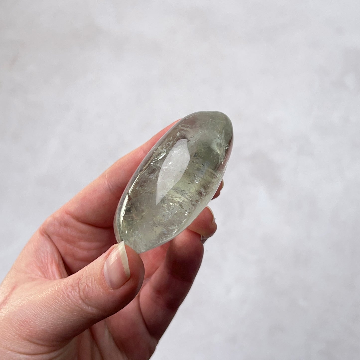 Prasiolite Palm | Green Amethyst Crystal Palmstone