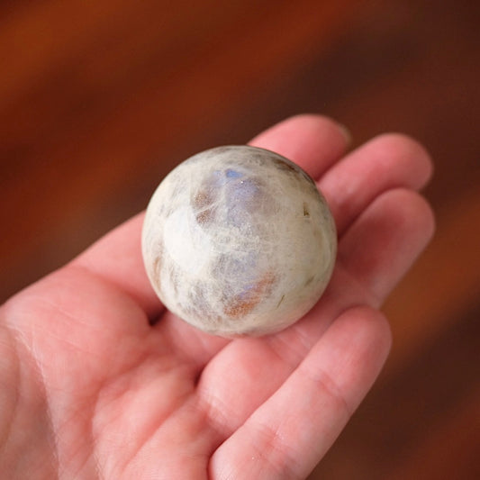 Sunstone & Moonstone Sphere | Flashy Blue Moonstone Crystal Sphere