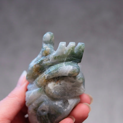 Moss Agate Anatomical Heart Carving | Human Crystal Heart