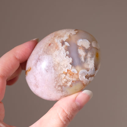 Pink Flower Agate Palm | Flower Agate Crystal Palm Stone